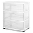 thumbnail image 4 of Sterilite Wide 3 Drawer Storage with Wheels, Plastic Rolling Organization Cart, White Frame, 4 of 6
