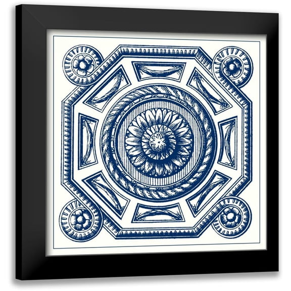 Vision Studio 12x12 Black Modern Framed Museum Art Print Titled - Indigo Medallion II