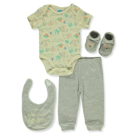 Bon Bebe Baby Boys' 4-Piece Little Lion Layette Set - mint multi, 6 - 9 months (Newborn)