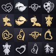 thumbnail image 2 of 5pcs/lot Family Mom Boy Girl DIY Charms Wholesale 316 Stainless Steel Baby Foot Mother Day Connectors Charm Heart Pendant Gao Jinjia LED, 2 of 2