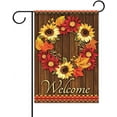 thumbnail image 4 of Welcome Wreath Sunflower Maple Leaves Cabin Double Sided Garden Yard Flag 12" x 18", Flowers Wreath Summer Spring Autumn Fall Decorative Garden Flag Banner for Outdoor Home Decor Party, 4 of 5