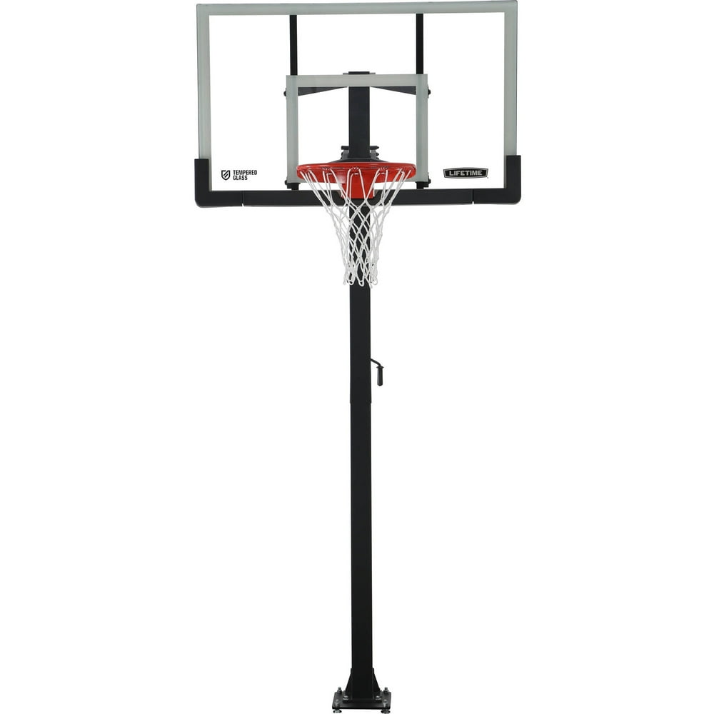 Lifetime 54" Tempered Glass Adjustable InGround Basketball Hoop, 90568
