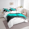 thumbnail image 3 of Homewish Black Teal Splash 7-Piece Bedding Comforter Set For Teens Boys Girls,Abstract Graffiti King Bedding Sets,Vintage Aesthetic Ultra Soft Bed Sheets,Luxury Bedroom Decor,Reversible, 3 of 8