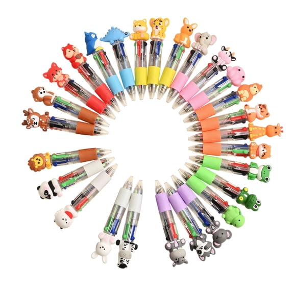 30PCS School Supplies Colored Pencils 30PCS Animal Party Favors Multicolor Pen in One Cute Fun 4-in-1 Bulk Cool Ballpoint Pens for Birthday Gifts Teacher