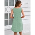 thumbnail image 7 of Women's Summer Square Neck Sleeveless Dress with Pockets, Leaves Green Casual A-Line Mini Sundress, Beach Vacation Tank Dress, Size L, 7 of 7