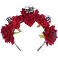 thumbnail image 1 of Diadema de calavera con flores rojas, araña, Halloween, Día de Muerto mexicano, corona gótica, tocado para cosplay, disfraz, guirnalda, festival, fiesta, tocado para fiesta de Mardi Gras, 1 of 4