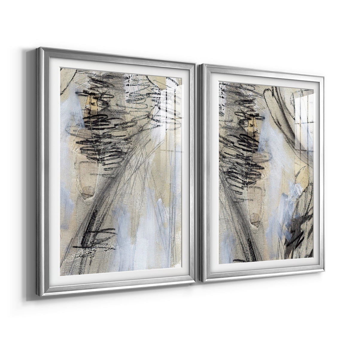Wexford Home Masked Notes V Premium Framed Print, 22.5" x 30.5" - Ready to Hang, Silver (Set of 2)
