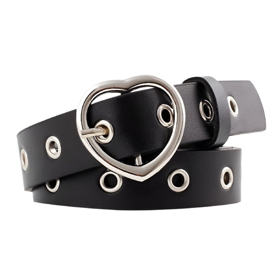 TELOLY Belts for Women Vintage Heart Buckle Leisure Leather Belt Trouser Accessories Western Belts for Women Black PU