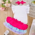 thumbnail image 5 of HAYIMI Baby Girl 1st Birthday Outfit Sets, Ruffle Sleeve My 1st Birthday Romper Gradient Tulle Tutu Skirt and Big Bow Headband Party Classic Clothes Sets, 5 of 6