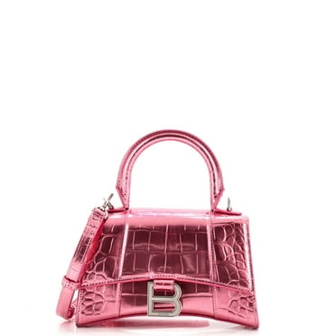 Pre-Owned Hourglass Top Handle Bag Crocodile Embossed Leather XS By Rebag