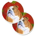 thumbnail image 1 of Carolines Treasures SS4698CARC Bulldog Flocons de Neige Rouges et Verts Anglais Ensemble de Noël de 2 Porte-Gobelets sous-Verre de Voiture, 1 of 1