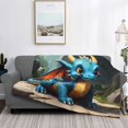 thumbnail image 2 of Rateoe Adorable Blue Baby Dragon Pattern Flannel Throw Blanket, Ultra-soft Blanket for Bed, Couch, Car, Hypoallergenic Anti-pilling blanket-, 2 of 6