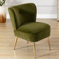 thumbnail image 3 of Upholstered Leisure Sofa Chair - Velvet Wingback Club Chair - Armless Lounge Chair with Gold Metal Legs - Living Room Bedroom Furniture - Grass Green, 3 of 8