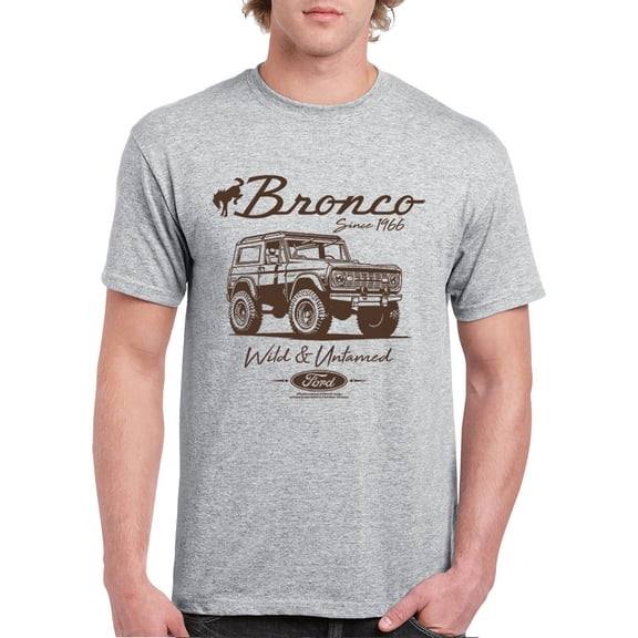Ford Bronco Wild and Untamed Since 1966 T-shirt Vintage Off-Road 4x4 Adventure Retro Truck Licensed Men's Tee