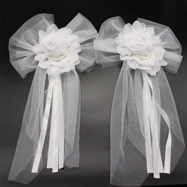 Decoración de bricolaje para coche de boda, decoración para fiestas de bodas, lazo para coche, accesorios para respaldo de silla, ramillete