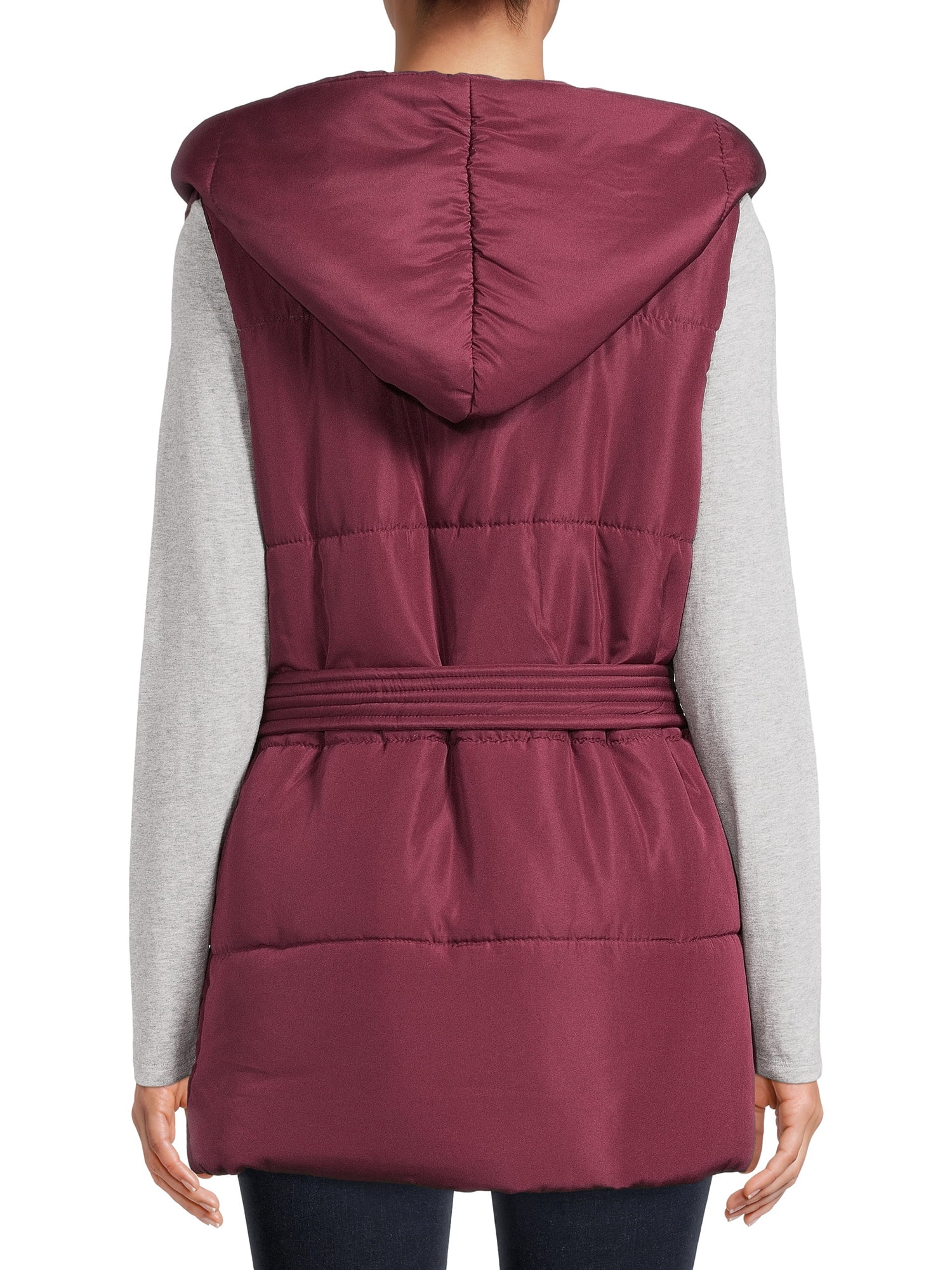 Jason Maxwell Women's Belted Puffer Vest with Hood