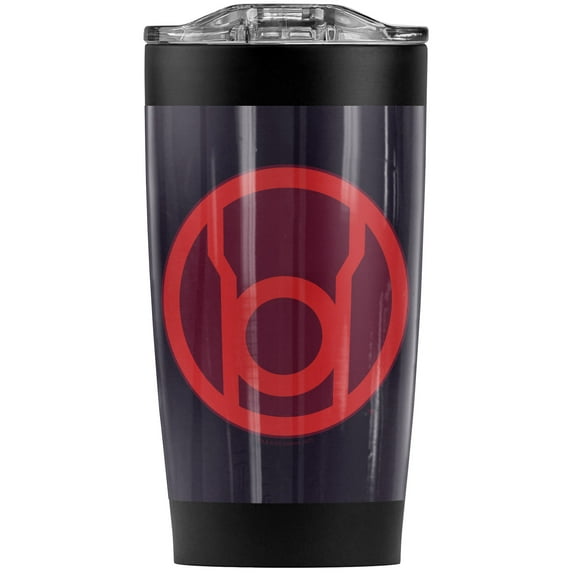 Green Lantern Red Symbol Stainless Steel Tumbler 20 oz Coffee Travel Mug/Cup, Vacuum Insulated & Double Wall with Leakproof Sliding Lid | Great for Hot Drinks and Cold Beverages