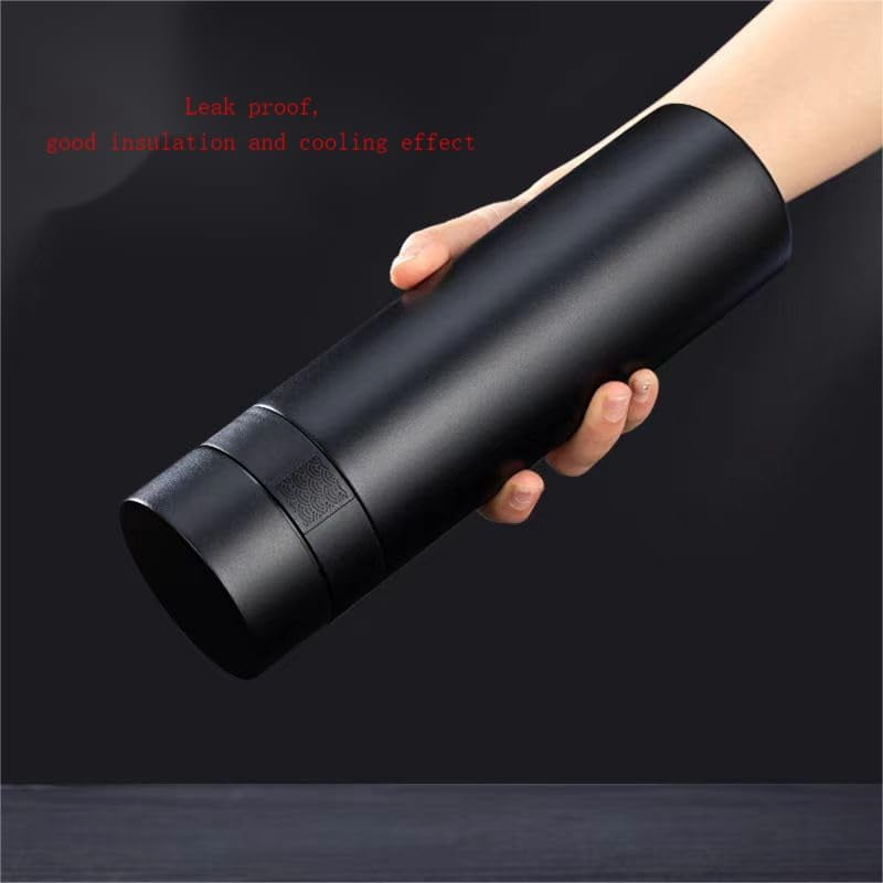 15oz Stainless Steel Vacuum Insulated Water Bottle – Glass Lined Thermos (Tea Strainer, Hot/Cold Drinks, Leakproof Car Mug, Black), 209 – Home Decor, Kitchen, & Other