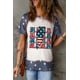 thumbnail image 1 of ABPHQTO Camiseta gráfica con estampado de estrellas y relámpagos de la bandera estadounidense MAMA azul para mujer, 1 of 5