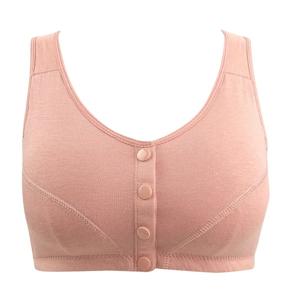 Virmaxy Soutien-Gorge Sans Fil pour Femmes, Confortable Sans Armature, Respirant, Ouverture Frontale, Rose-4 L