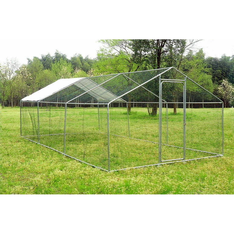 Walsport Large Chicken Coop Pets Cage Pens Creat Fence 20x10 ft Metal Wire  Enclosur with Cover Run Backyard Pens 