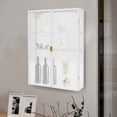thumbnail image 3 of Modern White Rectangular 3 Tiers Kitchen & Bathroom Haze Double  Door Wall Cabinet with Detachable Shelves 19.7*5.5*27.5in, 3 of 18