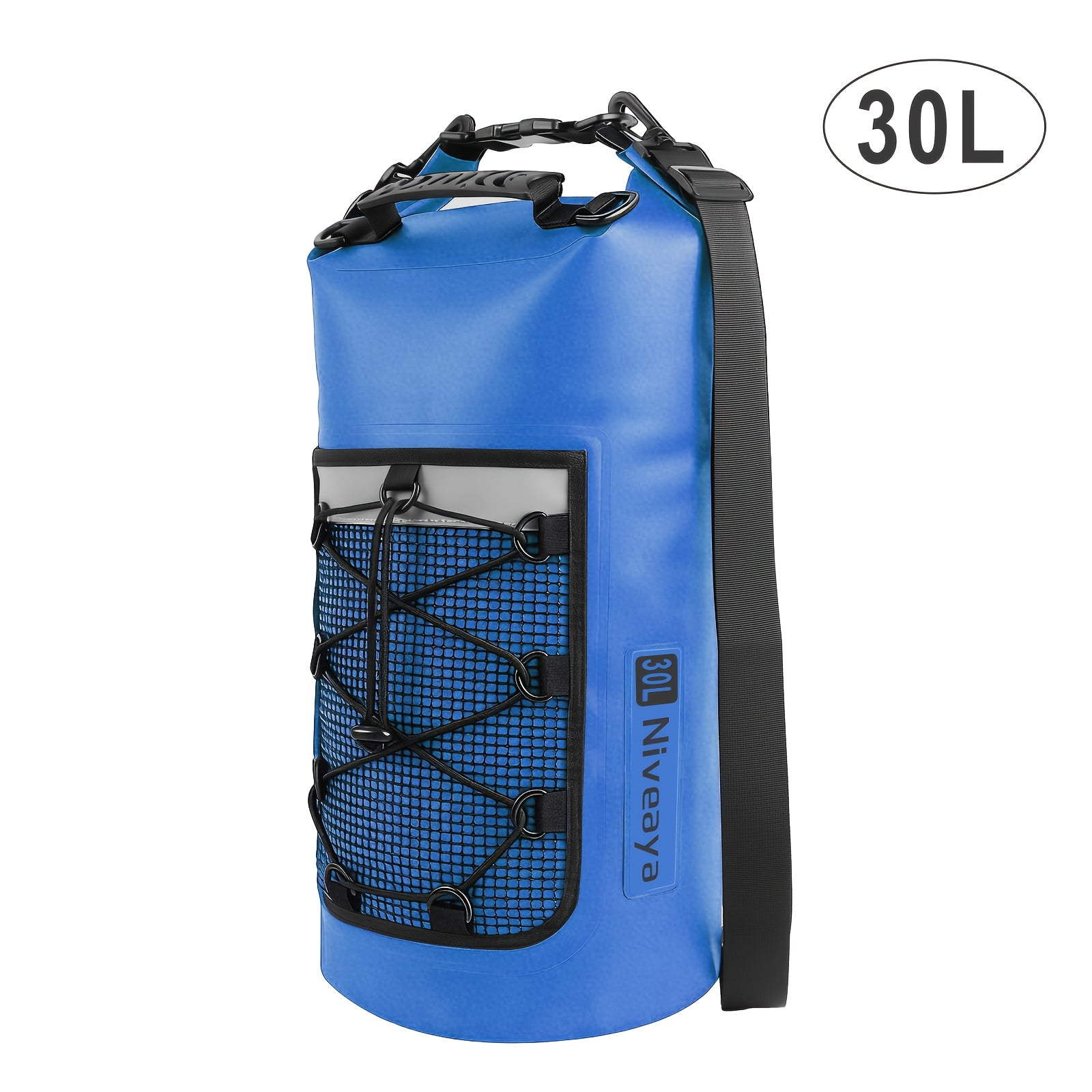 TJS Waterproof Dry Bag 30L Floating Backpack with Roll Top Outdoor Travel Bag for Boating Kayaking Fishing Hiking Rafting (Blue)