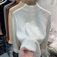 thumbnail image 5 of Suéter de terciopelo ajustado para mujer, jersey de punto grueso de manga larga con forro de terciopelo, jersey de cuello alto, jersey suave y cálido para invierno, 5 of 5