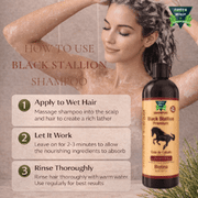 Black Stallion Premium Shampoo 3-Pack – Cola de Caballo & Biotin – Hair Volumizing Shampoo – Strengthening & Cleansing – 33.8 fl oz Each (1 L) – Green Royalty
