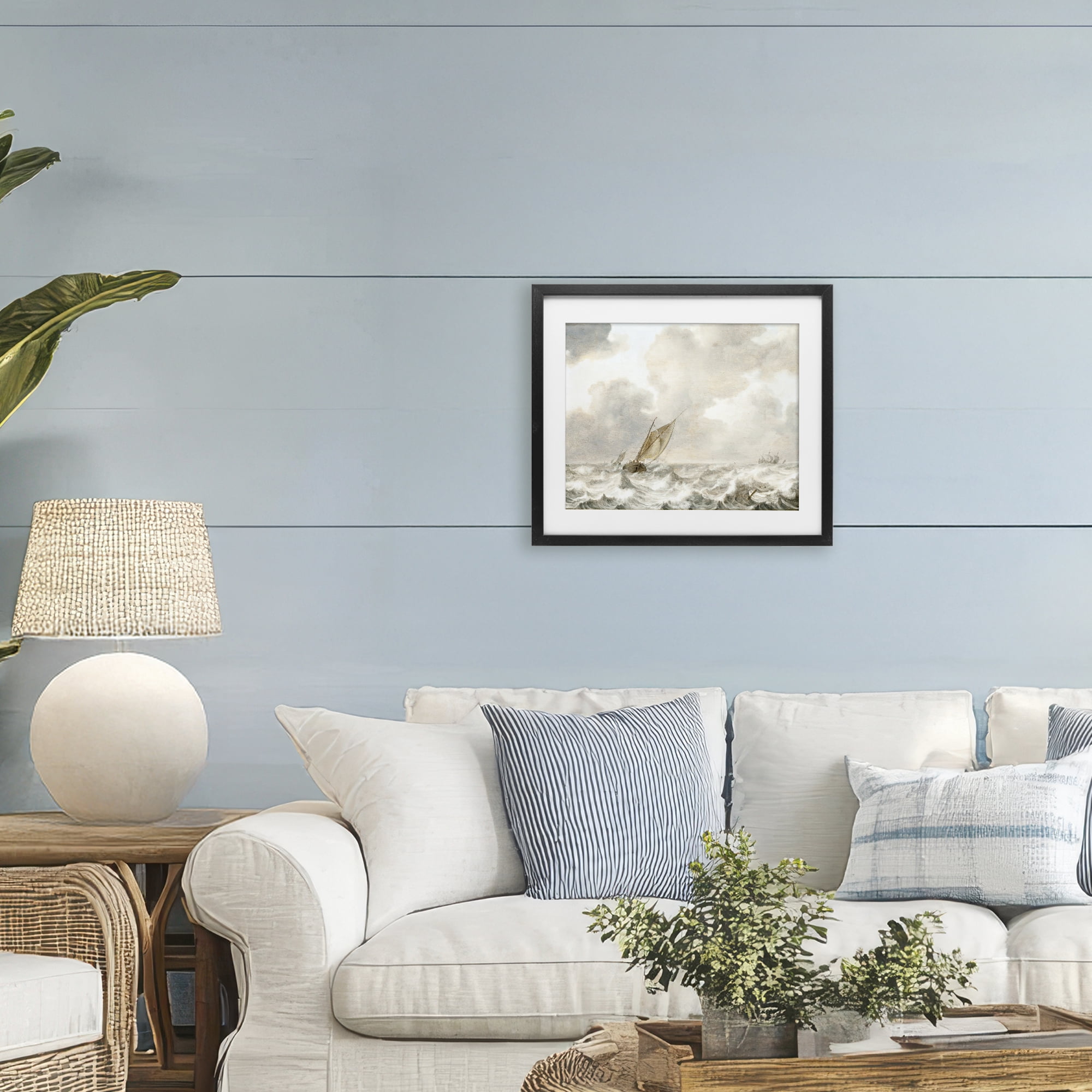 Stupell Industries Vintage Stormy Seas Black Framed Print Under Glass, design by Leah Straatsma