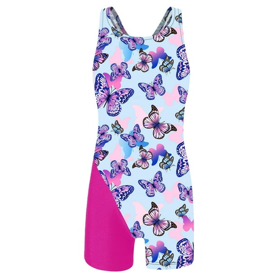 YONGHS One Piece Swimsuit for Teens Girls Sleeveless Rash Guard Swimwear Beach Sportswear Swimsuit Hot Pink-B 12