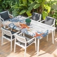 thumbnail image 2 of Orange Blue Starfish Coastal Table Cloths for 4 Foot Rectangle Tables, Summer Beach Eucalyptus Retro Patio Waterproof Elastic Fitted Tablecloths, Washable Rectangular Table Cover for Camping, 2 of 8