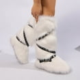 thumbnail image 6 of Woman Boots Flat Heel Round Toe Casual Snow Boots with Belt Buckle Boots Women Casual Comfort Winter Warm Shoes White 9.5, 6 of 6