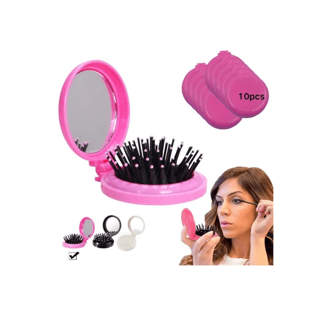 10pcs Espejos De Bolsillo Para Maquillaje Portátil Con Peine Xtellar rosa