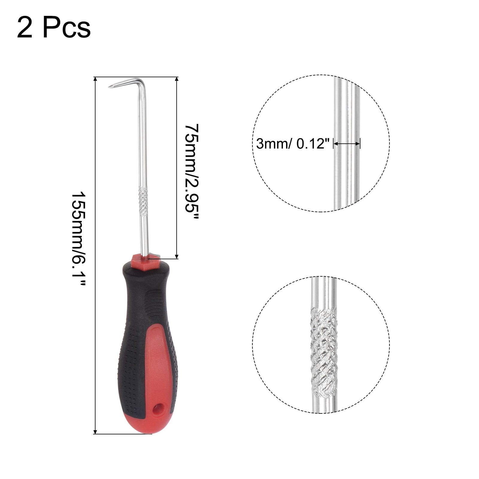 Unique Bargains 2Pcs 90 Degree Pick Hook 6.1" Puller Remover Removal Tool