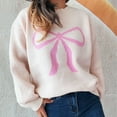 thumbnail image 6 of Weiqiqre Sweaters for Women Oversized Bow Print Crew Neck Drop Shoulder Long Sleeve Knit Pullover Tops, 6 of 6