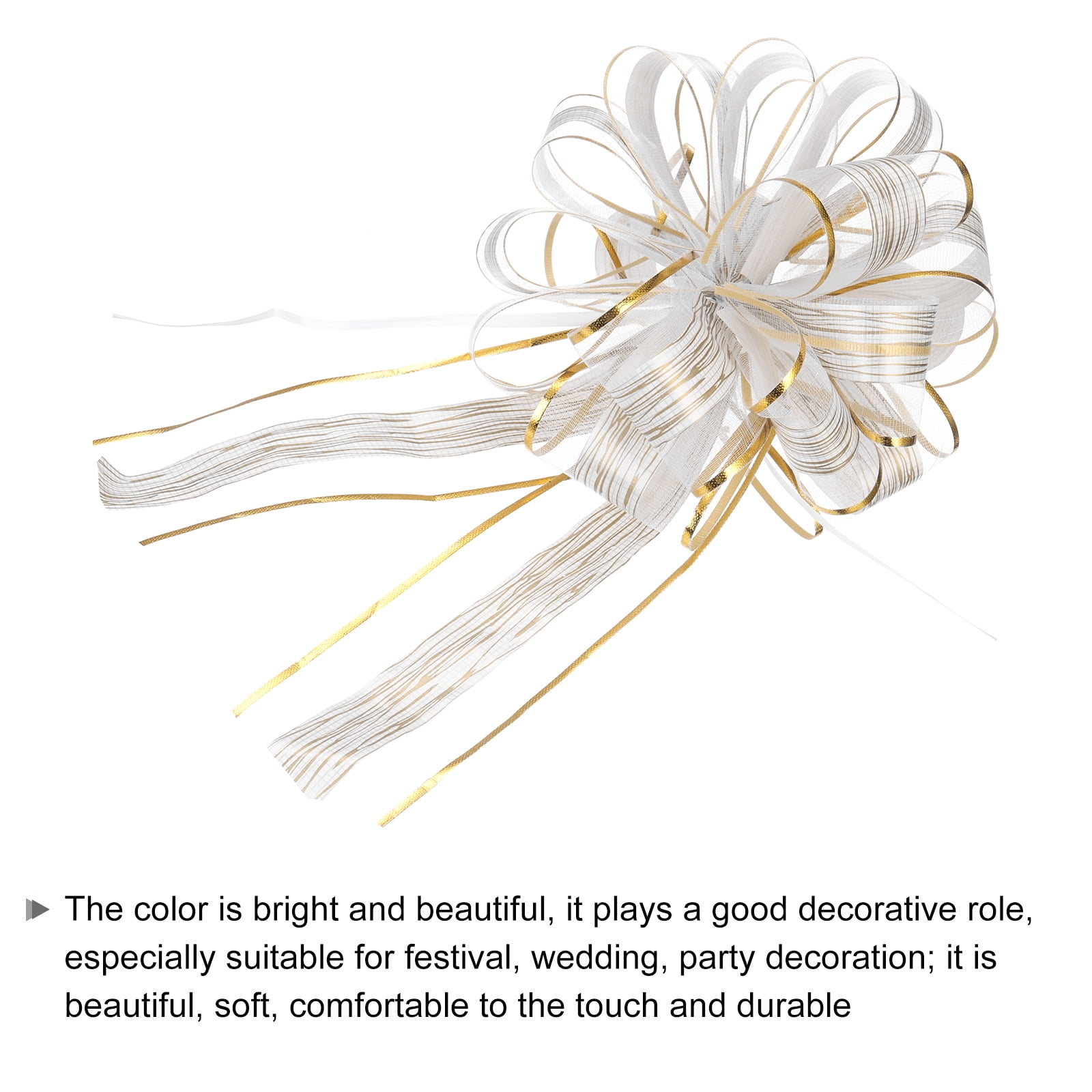 20pcs 8 Inch Large Pull Bow Gift Wrapping Bows Ribbon Organza White for Wedding Presents Christmas Party