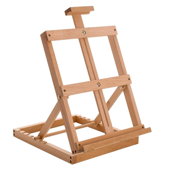 U.S. Art Supply Venice Heavy Duty Tabletop Wooden H-Frame Studio Easel - Artists Adjustable Beechwood, Holds 23" Canvas