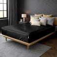 thumbnail image 2 of Silk Zip On Fitted Sheets King Size 78X80 - Includes 2 Zip On Sheets +1 Bottom Fitted Base - Fit's 16” In Deep Pocket - Easy to Use,Soft,Smooth -Fitted Sheet -Black - Color, 2 of 9