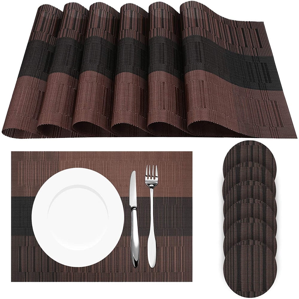 6PCS Set PVC Kitchen Dining Table Mats Non-slip Heat Resistant Placemats Pad Mat 