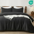 thumbnail image 5 of PHF 3-Piece Waffle Weave Comforter Set King Size, Lightweight Comfy Bedding Set for All Season, Ultra Soft Textured 1 Comforter with 2 Pillow Shams, Black, 5 of 7