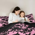thumbnail image 5 of Manfei Western Damask Print Bedding Comforter Set for Kid, Black Pink Bat Twin Comforter Sets, Halloween Theme Reversible Bedding Set, Super Cozy Room Decor, 2-Piece, 5 of 8