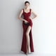 thumbnail image 5 of Vestido de cola de pez ajustado para cena de celebridades, largo, con cuentas de satén y abertura, modelo de auto para boda, vestido de exhibición, 5 of 6