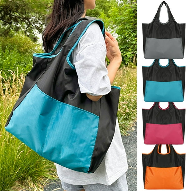 Bolsa de viaje plegable ligera - Bolsa de hombro con cordón resistente al agua para senderismo y actividades al aire libre, 14x13x3 pulgadas