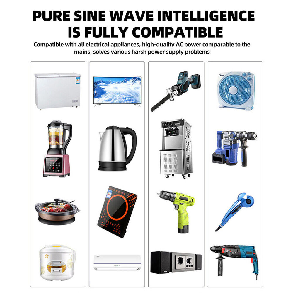 2000W 4000W 72V to 110V 120V Pure Sine Wave Power Inverter + Remote Control USB