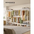thumbnail image 2 of SONGMICS Heavy-Duty Clothes Rack, Extendable Garment Rack, Portable Closet with Adjustable Mesh Shelves and Hanging Rails, Hooks, White, 2 of 5