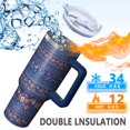 thumbnail image 5 of OBREWU Pioneer Flower Tumbler with Handle and Lid,40oz Pioneer Flower Double Wall Vacuum Insulated Tumbler,Pioneer Flower Cups Gift for Women and Men, 5 of 7