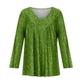 thumbnail image 4 of LEBONYARD Womens Tops Plus Size,Tops for Women Trendy Plus Size fashion deals,Women Plus Size Long Sleeved V-Neck Print Blouse Pullover Tops Shirt Green M, 4 of 8
