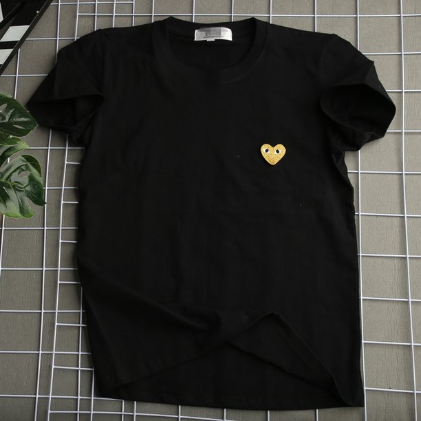 PLAY Camiseta Love Bordada Hombres Y Mujeres Blanco Y Negro Algodón Puro Pareja Estudiantes Manga Corta Gao Jiahui unisex