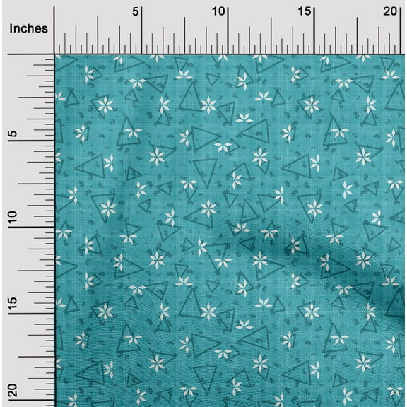 oneOone Cotton Jersey Turquoise Blue Fabric Texture & Triangle Geometric Diy Clothing Quilting Fabric Print Fabric By Yard 58 Inch Wide